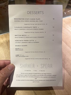 Menu photo 5 Shaker + Spear Seattle, WA