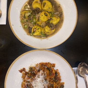 Viaggio - Tortellini with morel mushrooms and bone marrow nduja pasta with charred rapini - Italian Near Me - Toronto, Ontario