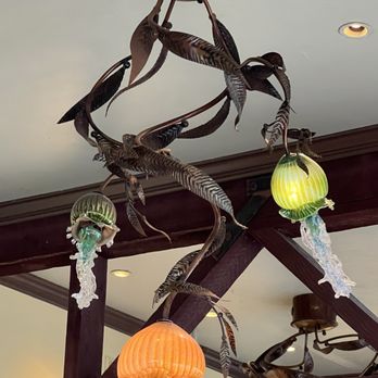 The Fish Hopper - Unique glass and metal chandelier. - Seafood Near Me - Monterey, California The Fish Hopper - Unique glass and metal chandelier. - Seafood Near Me - Monterey, California