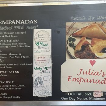 Julia's Empanadas - Wall menu - Empanadas Near Me - Washington, DC, District of Columbia