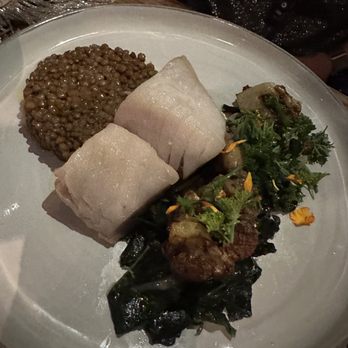 AltoVino - Cod with slow cooked lentil and vegetables of roasted cauliflower medly. - Wine Bars Near Me - San Francisco, California AltoVino - Cod with slow cooked lentil and vegetables of roasted cauliflower medly. - Wine Bars Near Me - San Francisco, California