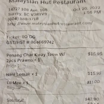 Malaysian Hut - Malaysian Near Me - Surrey, British Columbia