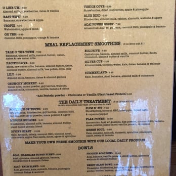 Juice Crafters - Menu pt. 1 - Breakfast & Brunch Near Me - Santa Monica, California