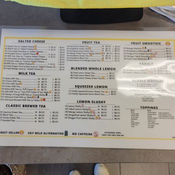 Happy Lemon - Menu 4/28/23 - Bubble Tea Near Me - Castro Valley, California