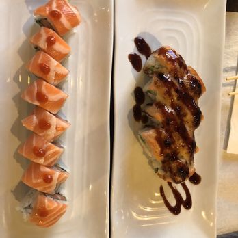 Dana Kai Sushi - Left: spicy salmon roll Right: baked salmon roll - Japanese Near Me - Dana Point, California