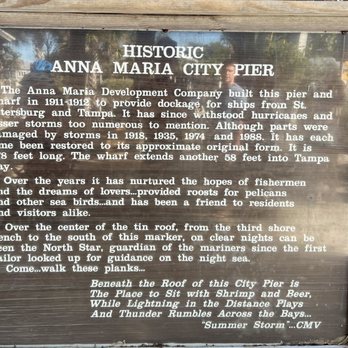 Anna Maria City Pier - Sign about the history of the pier - Landmarks & Historical Buildings Near Me - Anna Maria, Florida Anna Maria City Pier - Sign about the history of the pier - Landmarks & Historical Buildings Near Me - Anna Maria, Florida
