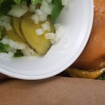 Little Stack Haystack Burgers - Lettuce, pickles, and onions - Burgers Near Me - Richardson, Texas