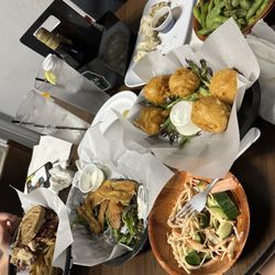 The GOAT Bar & Grill - Reuben, fried pickles, kani salad, pimento cheese bites, gyoza, edamame