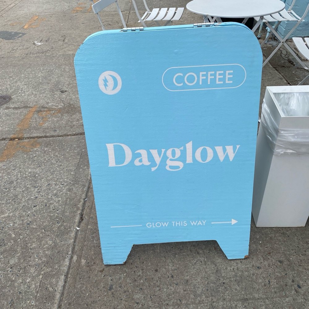 Dayglow - Outside sign with a beautiful shade of Blue - Coffee & Tea Near Me - Brooklyn, New York