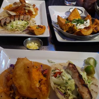 Brigantine Seafood Restaurant - Brig fish taco, Mahi Mahi fish taco, and potato skins. - Seafood Near Me - Escondido, California Brigantine Seafood Restaurant - Brig fish taco, Mahi Mahi fish taco, and potato skins. - Seafood Near Me - Escondido, California