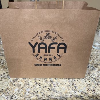 Yafa Hummus - It's empty of food now but this how take out is provided for order for 2. - Mediterranean Near Me - Livermore, California