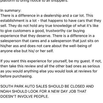 South Park Auto Sales - SCREENSHOT OF REVIEW - Car Dealers Near Me - Cullman, Alabama South Park Auto Sales - SCREENSHOT OF REVIEW - Car Dealers Near Me - Cullman, Alabama
