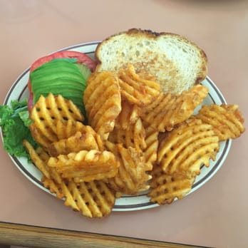 Coral Cafe - Ortega burger on sour dough and seasoned waffle fries - American Near Me - Burbank, California Coral Cafe - Ortega burger on sour dough and seasoned waffle fries - American Near Me - Burbank, California