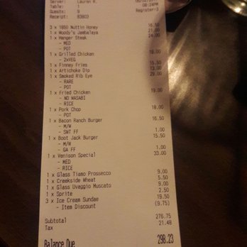 1850 Restaurant - The final bill. Yikes! - American Near Me - Mariposa, California
