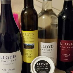 Lloyd Brothers - Today purchase... Grenache, white shiraz, shiraz, lemon infused olive oil and duckha.