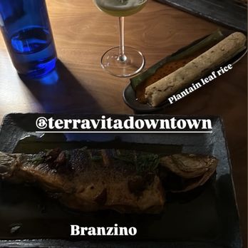 Terravita - Downtown - Entree is called "Branzino" With a separate side of "plantain leaf rice" - Breakfast & Brunch Near Me - New York, New York Terravita - Downtown - Entree is called "Branzino" With a separate side of "plantain leaf rice" - Breakfast & Brunch Near Me - New York, New York