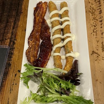 CraftWay Kitchen - Plano - Candied Bacon and Flash Fried Asparagus sample. - New American Near Me - Plano, Texas CraftWay Kitchen - Plano - Candied Bacon and Flash Fried Asparagus sample. - New American Near Me - Plano, Texas