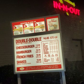In-N-Out Burger - 2020 Menu (09/2020) - Burgers Near Me - Long Beach, California