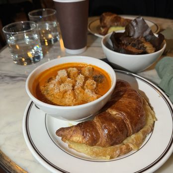 Conwell Hall - Grilled Cheese Croissant & Roasted Tomato Soup - Cafes Near Me - New York, New York