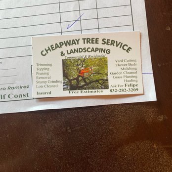 Cheapway Tree Service and Landscaping - Contact business card - Tree Services Near Me - Houston, Texas