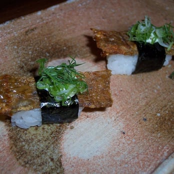 O Ya - GRILLED SALMON SKIN NIGIRI smoked aioli, dill, kizami nori $10 (9/09) - Japanese Near Me - Boston, Massachusetts O Ya - GRILLED SALMON SKIN NIGIRI smoked aioli, dill, kizami nori $10 (9/09) - Japanese Near Me - Boston, Massachusetts