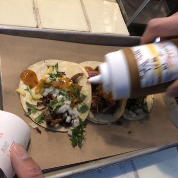 Legacy Hall - So many sauce options at tacos patron - Food Court Near Me - Plano, Texas