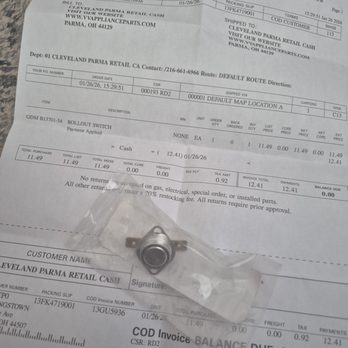 Budget Heating And Cooling - The actual $12 part and receipt from parts store - Heating & Air Conditioning/HVAC Near Me - Brook Park, Ohio Budget Heating And Cooling - The actual $12 part and receipt from parts store - Heating & Air Conditioning/HVAC Near Me - Brook Park, Ohio