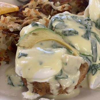 Golden Egg Cafe - Eggs Benedict with artichoke. Served on large onion rings. - Breakfast & Brunch Near Me - Ventura, California Golden Egg Cafe - Eggs Benedict with artichoke. Served on large onion rings. - Breakfast & Brunch Near Me - Ventura, California