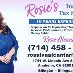 Rosie's Income Tax Services - Business Card