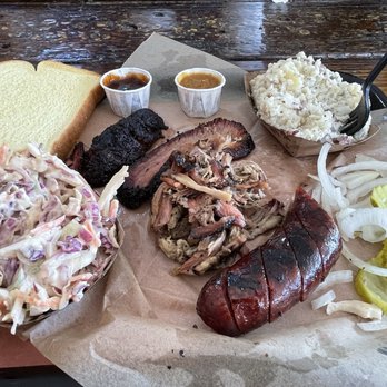 Crydermans Barbecue - Countdown Combo- Brisket, Sausage, and  Pulled Pork- Coleslaw and Parmesan Dill potato salad - Barbeque Near Me - Cocoa, Florida
