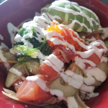 Satomi - Salmon poke bowl with avocado. - Japanese Near Me - Tracy, California Satomi - Salmon poke bowl with avocado. - Japanese Near Me - Tracy, California