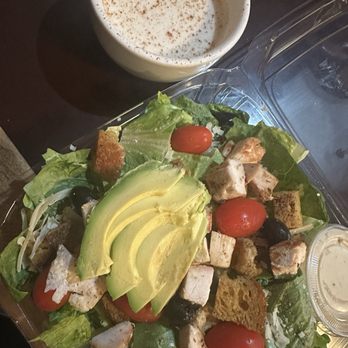 Simple Simon's Bakery & Bistro - Grilled Chicken Caesar Salad Hot Chai Latte - Bakeries Near Me - Riverside, California