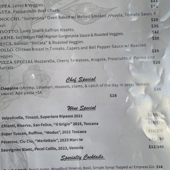 Garage Buona Forchetta - Special menu - Italian Near Me - Coronado, California