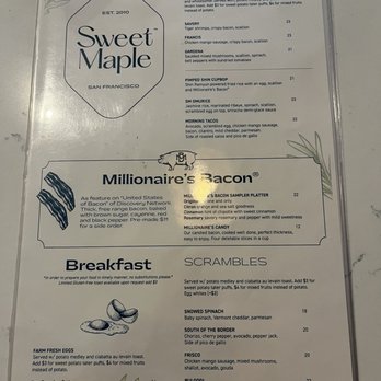 Sweet Maple - Menu - American Near Me - San Francisco, California Sweet Maple - Menu - American Near Me - San Francisco, California