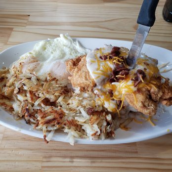 Tasty Biscuit - Fried chicken and Biscuit with hash and eggs. - American Near Me - Bolingbrook, Illinois