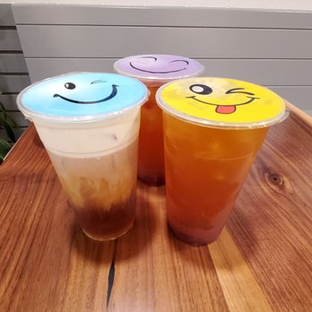 Coffee Story - Black tea with cheese foam (L) $5.75; 2 Strawberry Green Tea (L) $5.00 - Coffee & Tea Near Me - Flushing, New York