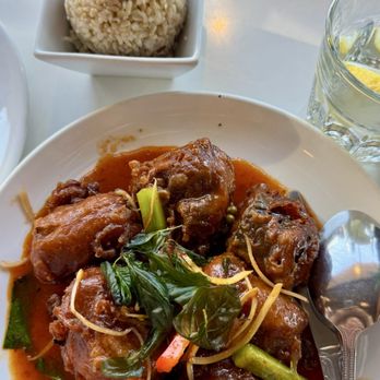 Satdha Plant Based Thai Kitchen - Pad Ped Thai Eggplant (battered) - Thai Near Me - Santa Monica, California