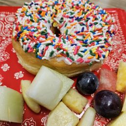 Vanilla iced with sprinkles. Delicious.