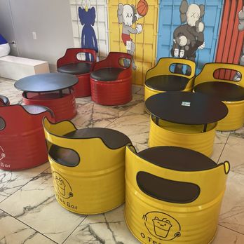O Tea Bar - Recycled oil barrels for seating and tables - Bubble Tea Near Me - Las Vegas, Nevada O Tea Bar - Recycled oil barrels for seating and tables - Bubble Tea Near Me - Las Vegas, Nevada