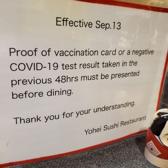 Yohei Sushi Restaurant - To eat here, you must provide proof of a vaccination card or a negative Covid-19 test taken within 48 hours. - Sushi Bars Near Me - Honolulu, Hawaii