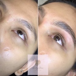 GirlyGlow Esthetics - Before and after brow lamination, tint and lash lift