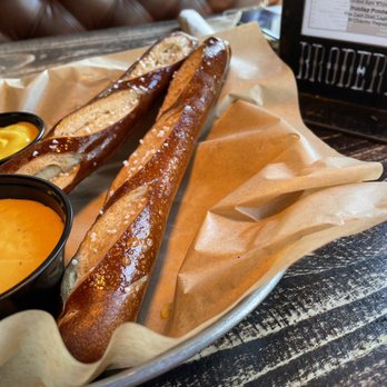 Broderick - Pretzel sticks with beer cheese. - Burgers Near Me - Walnut Creek, California