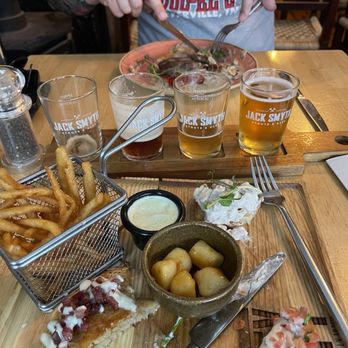 The Boxty House - Platter in the front, beer flight, then the Gaelic - Irish Near Me - Dublin, D