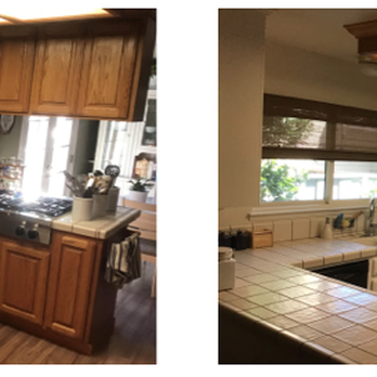 GS Fine Finishers - That oak light box ceiling fixture is next to go...recessed lighting and pendants are scheduled! - Cabinetry Near Me - Pleasanton, California