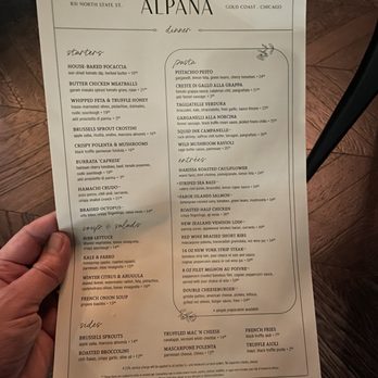 Alpana - Menu - New American Near Me - Chicago, Illinois