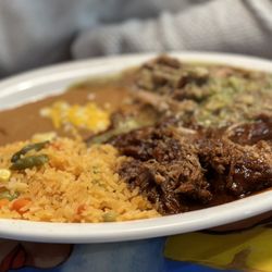 Mi Pueblo - Half and half Chile Verde and Chile Colorado
