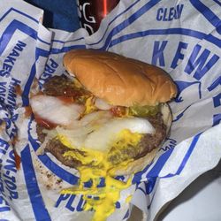 Kewpee Hamburgers - Hamburger with ketchup, mustard, pickle and onion