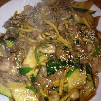 Gobi Mongolian BBQ - Zucchini, shrimps, cilantro, mushroom, lamb and chicken with egg noodles. - Chinese Near Me - Sunnyvale, California Gobi Mongolian BBQ - Zucchini, shrimps, cilantro, mushroom, lamb and chicken with egg noodles. - Chinese Near Me - Sunnyvale, California