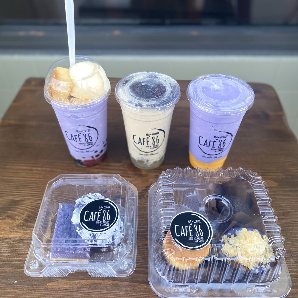 Cafe 86 - Got most of the desserts and some drinks. All that Ube... - Desserts Near Me - Chula Vista, California
