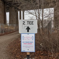 Don Valley Golf Course - Sign for 2nd tee and warning to social distance during COVID19 coronavirus pandemic. Photo taken Dec 2020